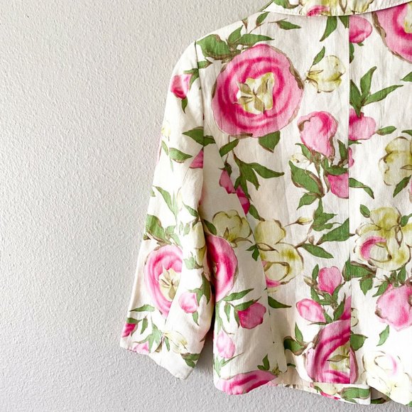 Ann Taylor LOFT petite light yellow floral linen - Picture 6 of 8